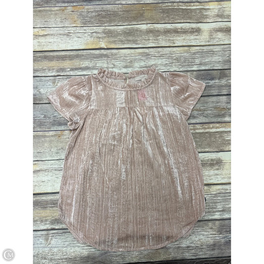 Top Short Sleeve By Loft In Tan, Size: Xs