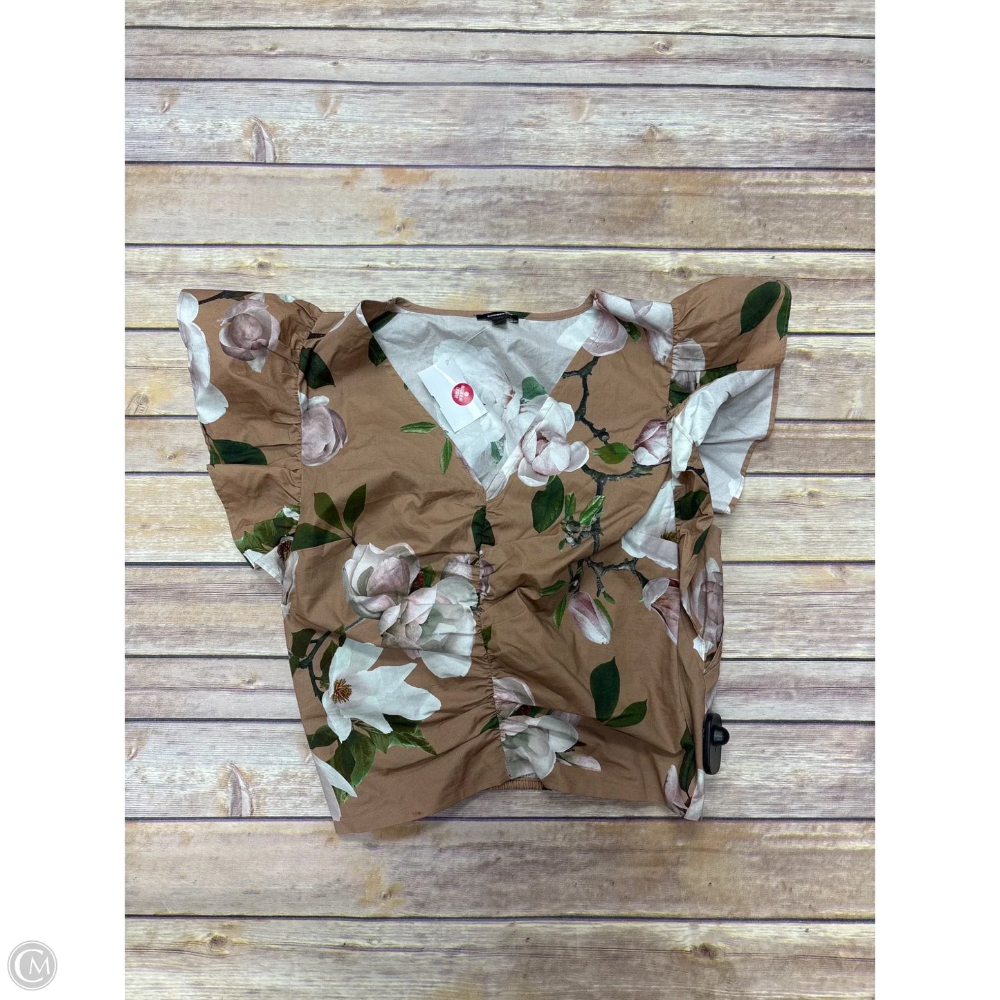Top Short Sleeve By Express In Floral Print, Size: Xs