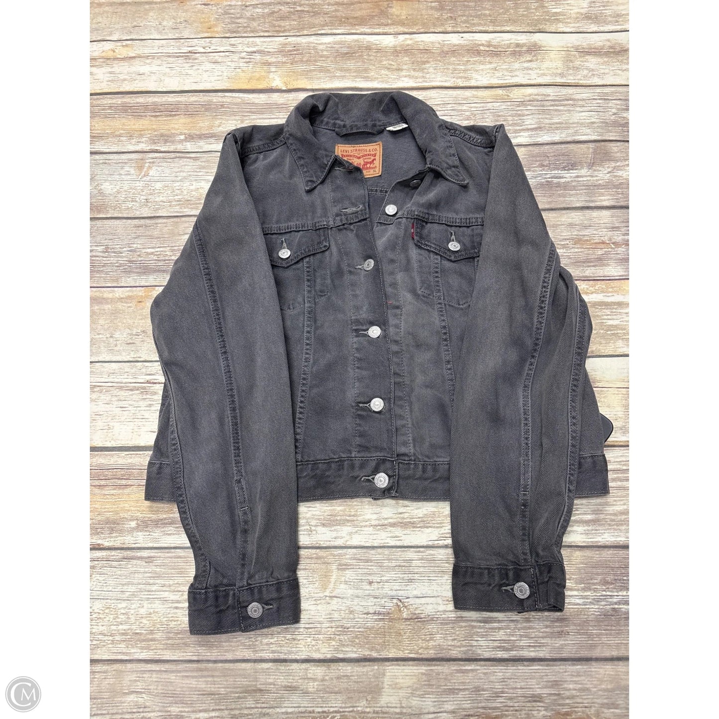 Jacket Denim By Levis In Black Denim, Size: Xl