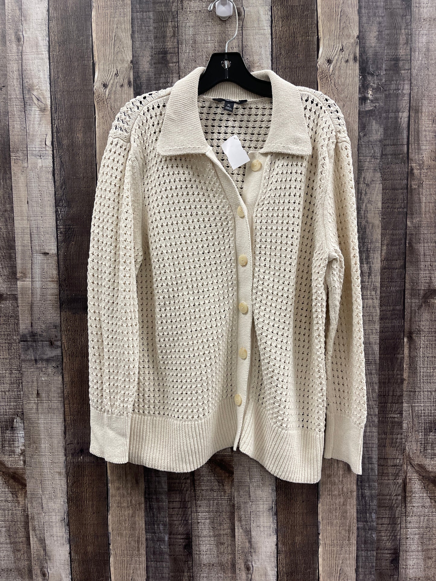 Sweater Cardigan By Simply Vera In Cream, Size: Xl