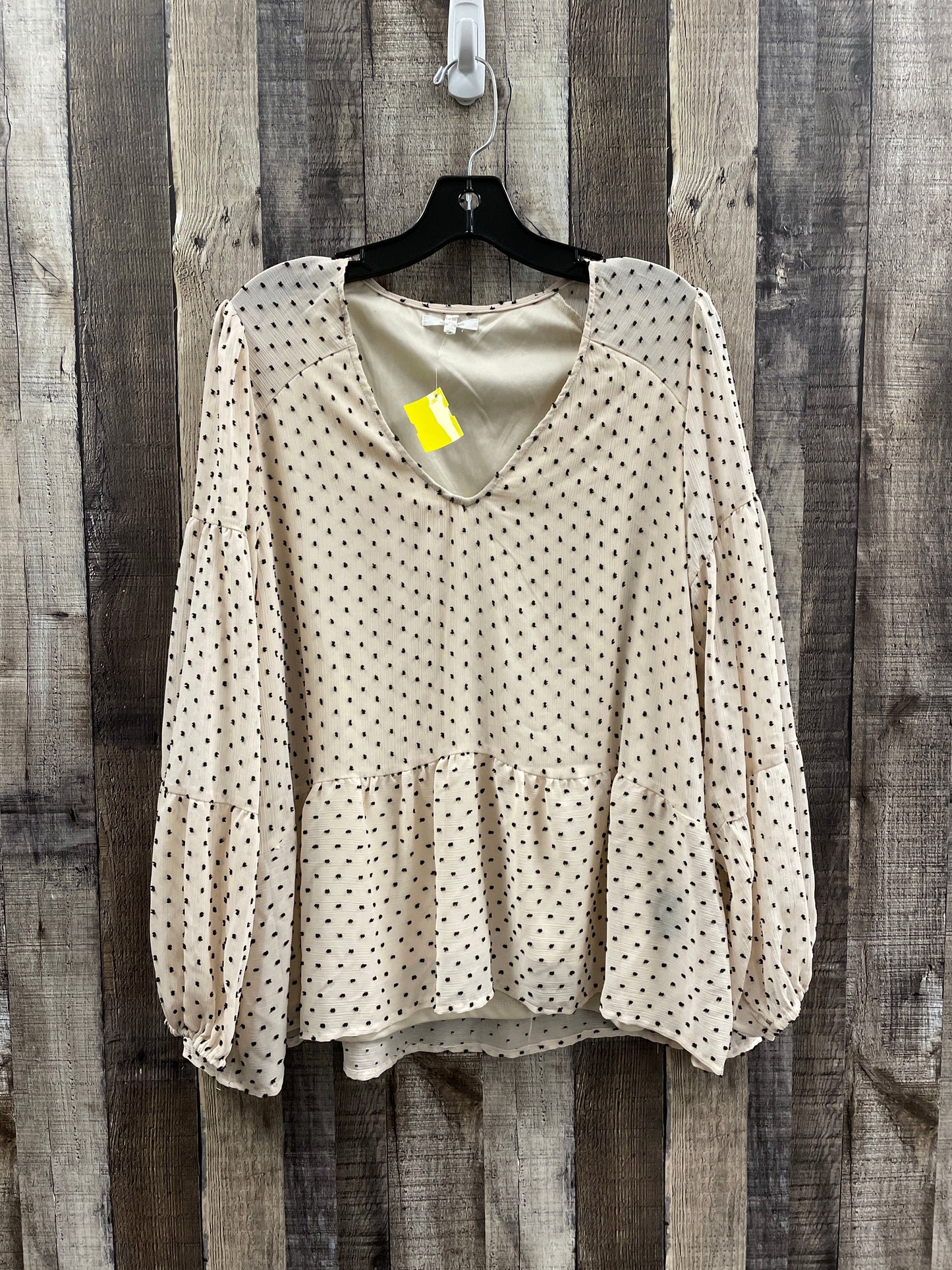 Blouse Long Sleeve By Maurices In Polkadot Pattern, Size: L