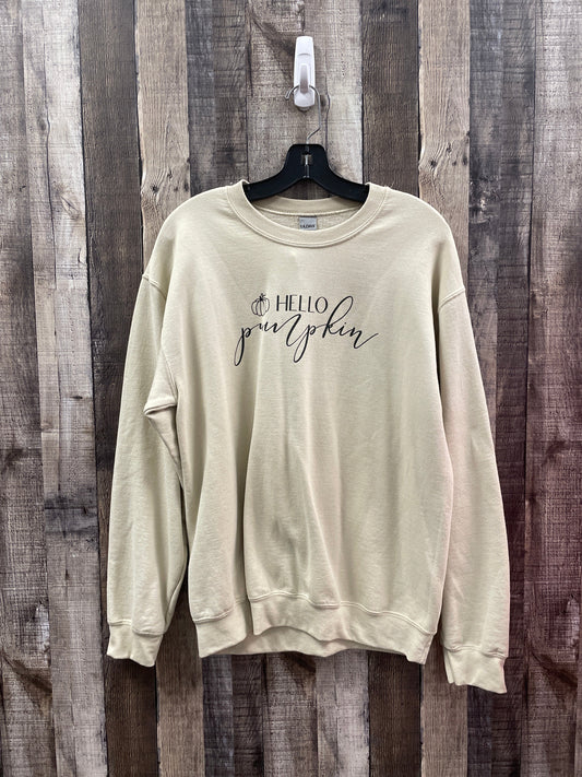 Sweatshirt Crewneck By Gildan In Tan, Size: M