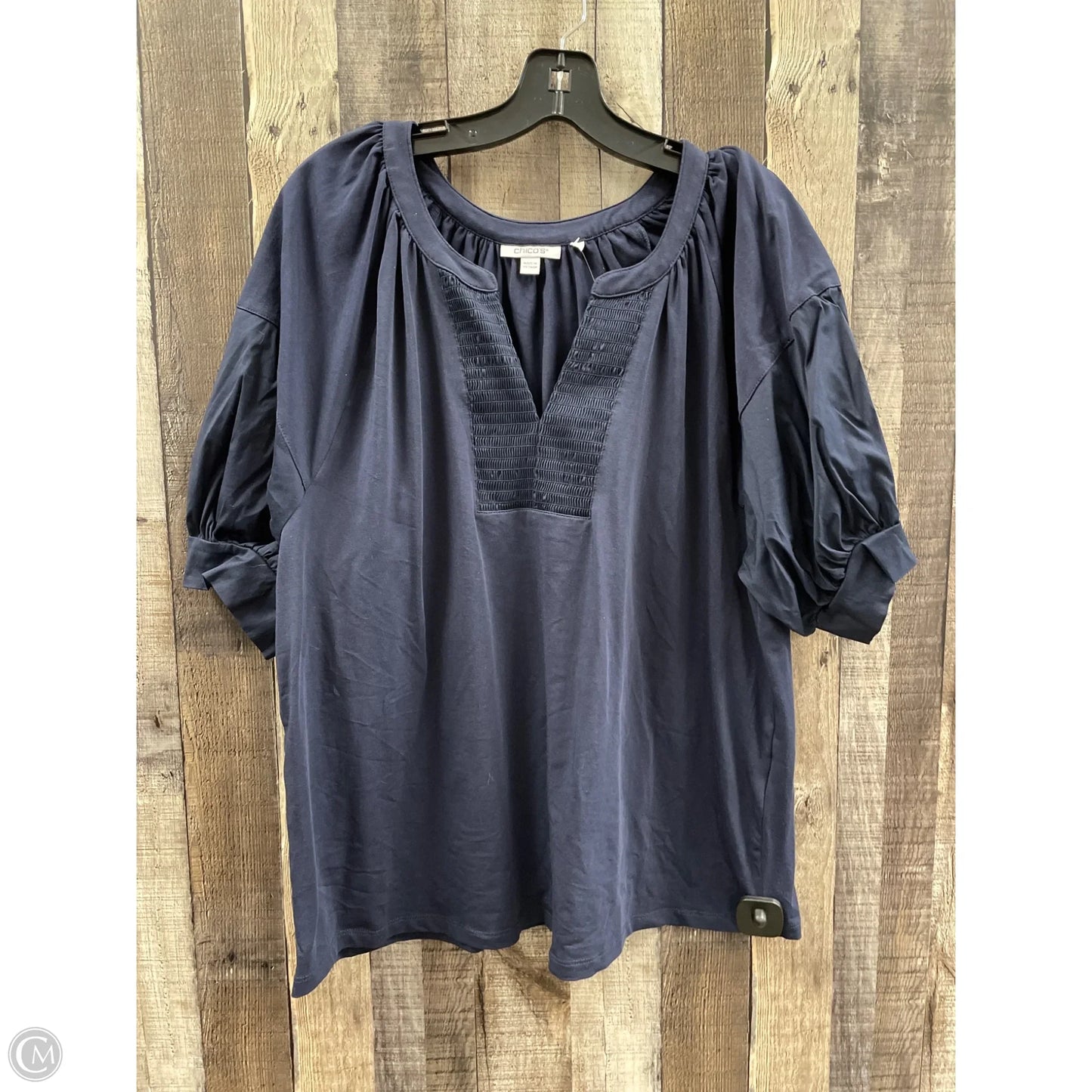 Top Short Sleeve By Chicos In Navy, Size: Xl