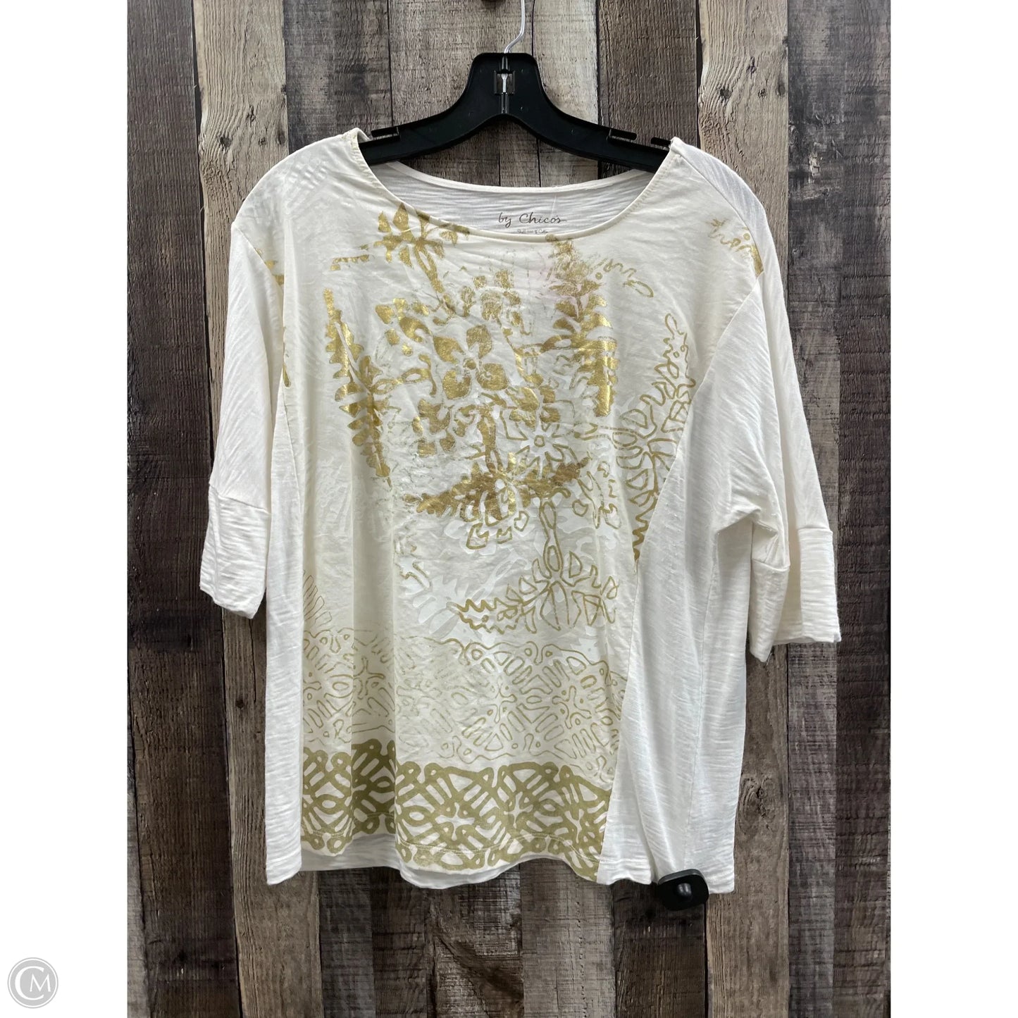 Top 3/4 Sleeve By Chicos In Cream, Size: M