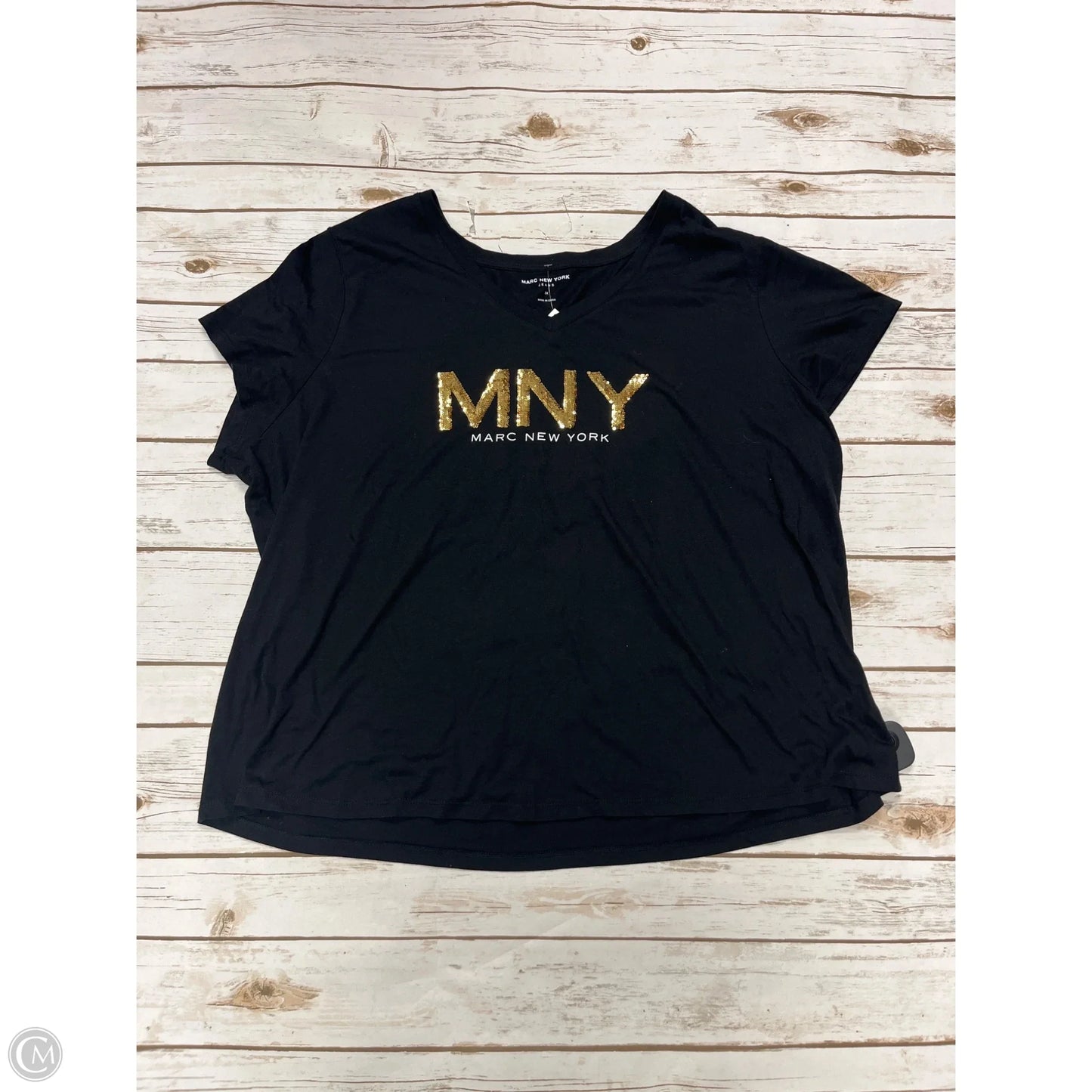 Top Short Sleeve By Marc New York In Black, Size: 3x