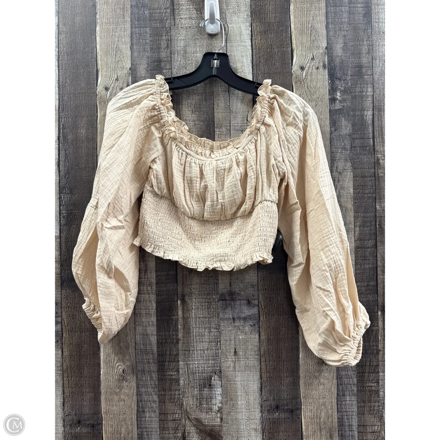 Top Long Sleeve By Shein In Tan, Size: M