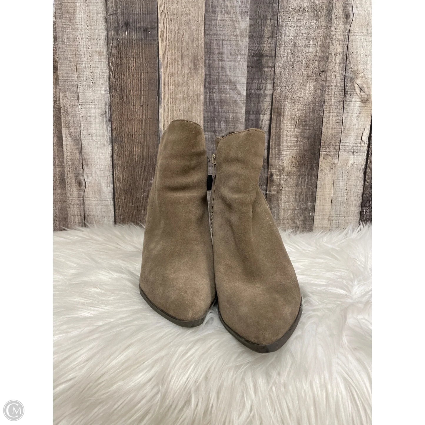 Boots Ankle Heels By Guess In Tan, Size: 10