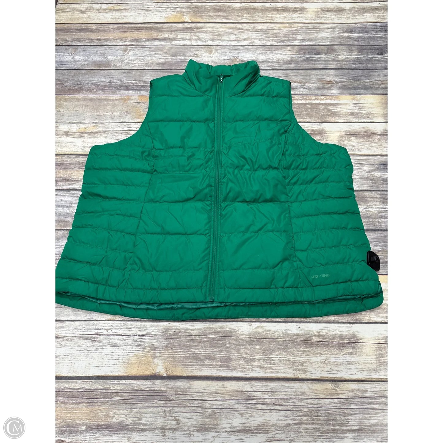 Vest Puffer & Quilted By Lands End In Green, Size: 2x