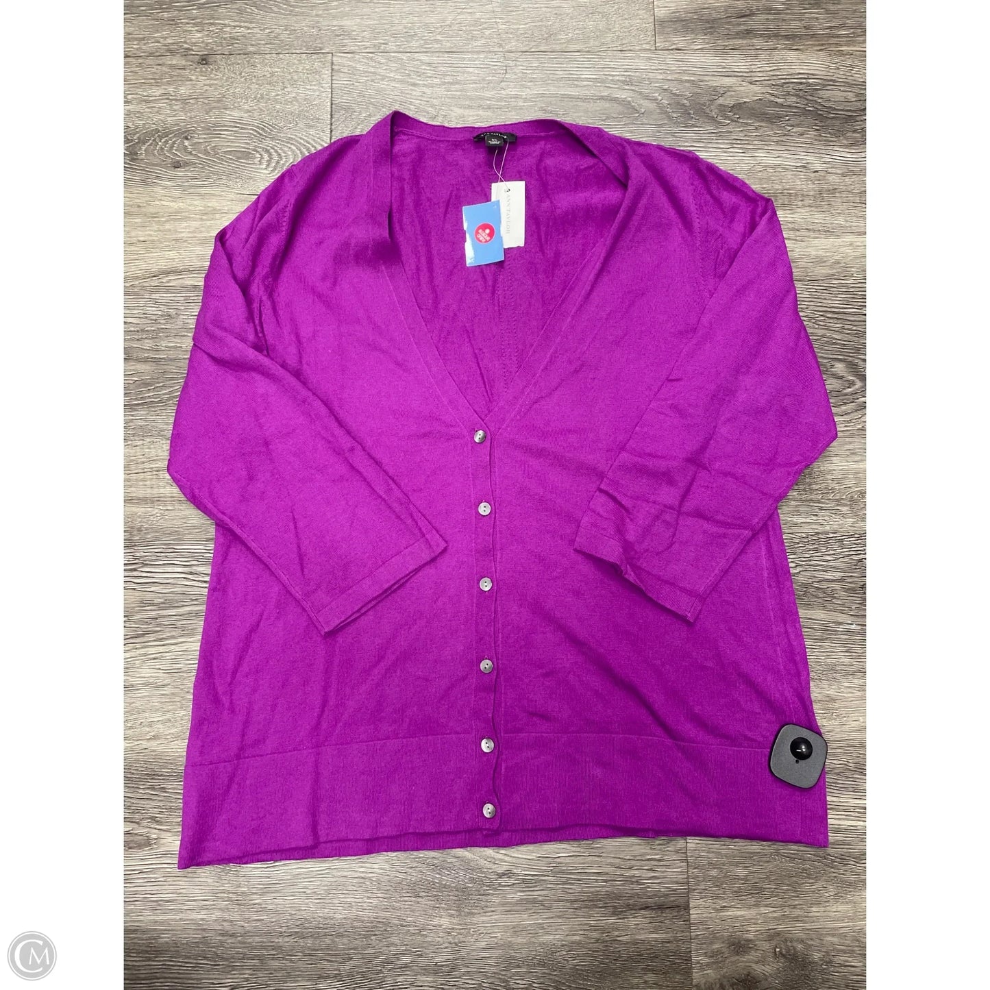 Sweater Cardigan By Ann Taylor In Purple, Size: Xl