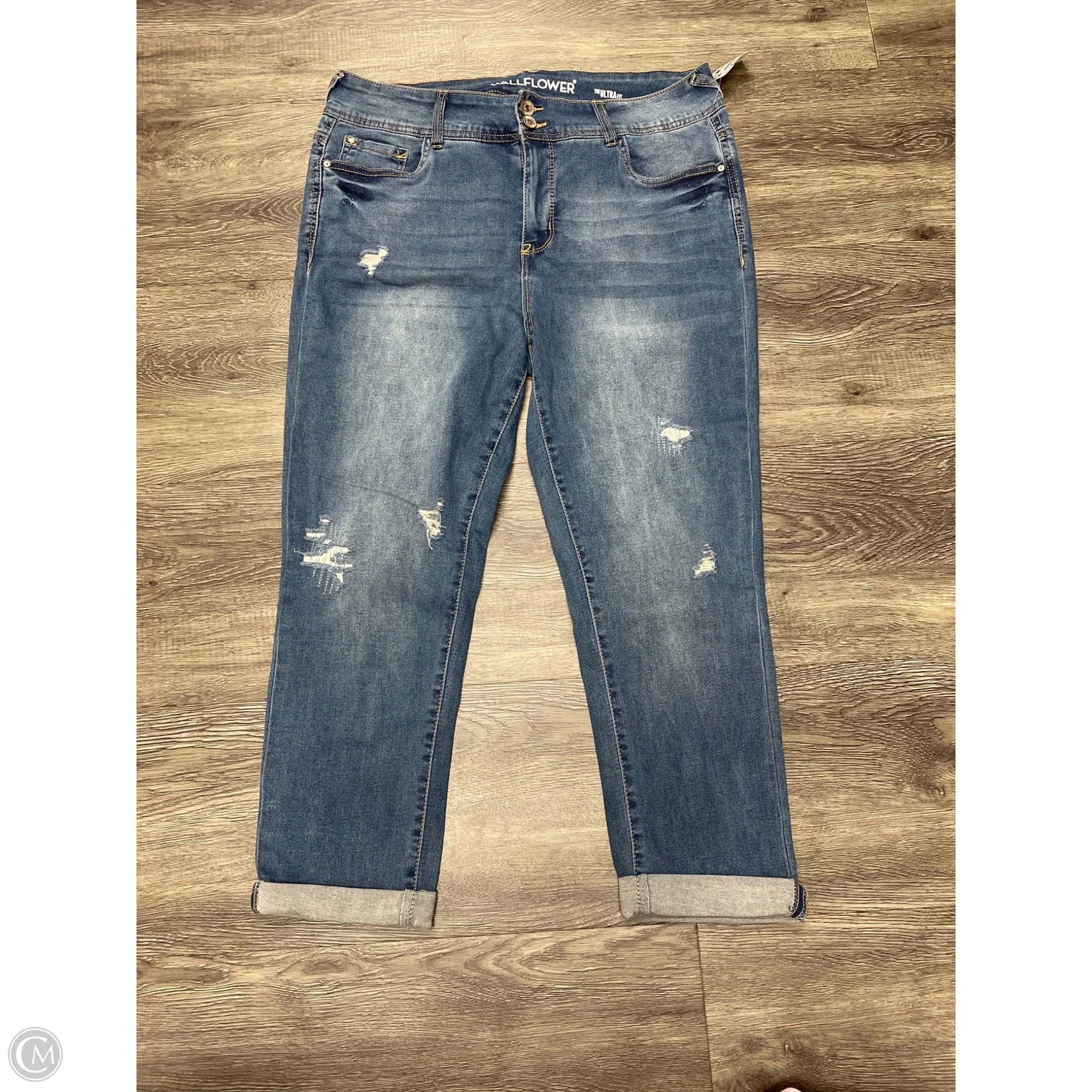 Jeans Straight By Wallflower In Blue Denim, Size: 16