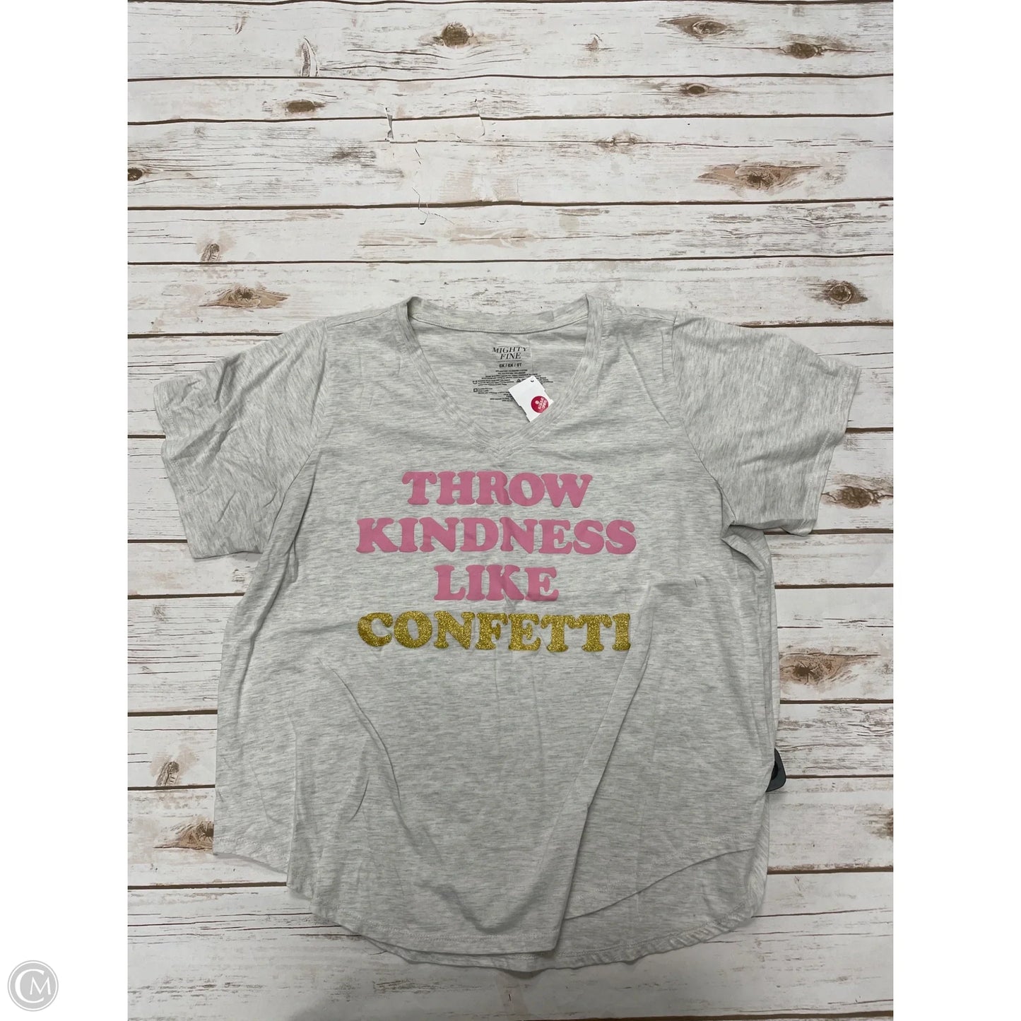 Top Short Sleeve By Mighty Fine In Grey, Size: Xl