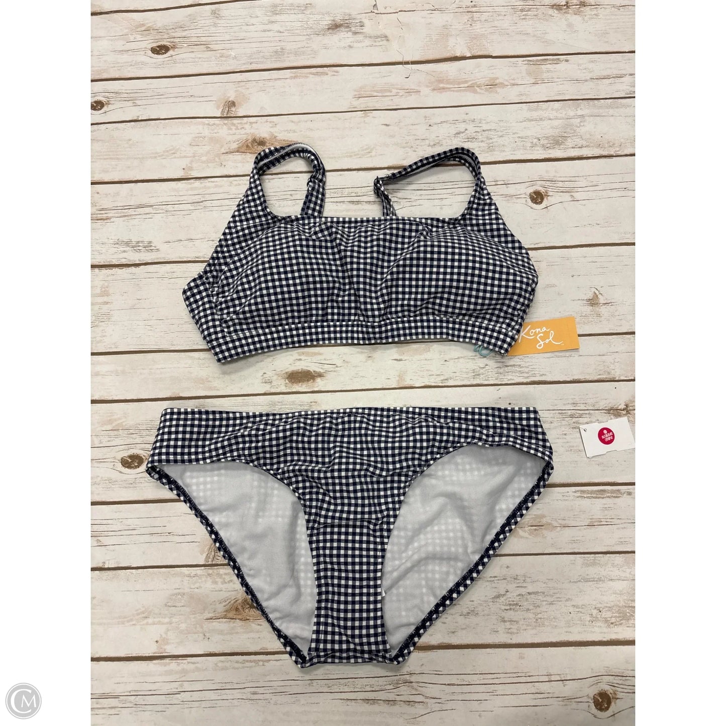 Swimsuit 2pc By Kona Sol In Checkered Pattern, Size: L