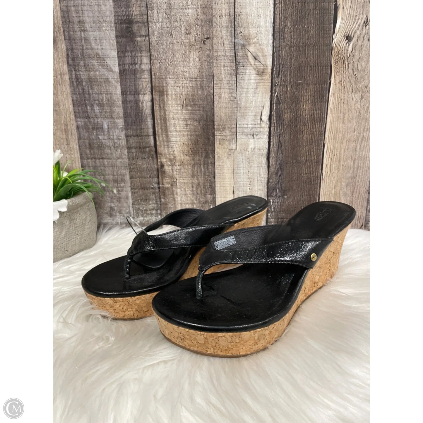 Sandals Designer By Ugg In Black, Size: 7