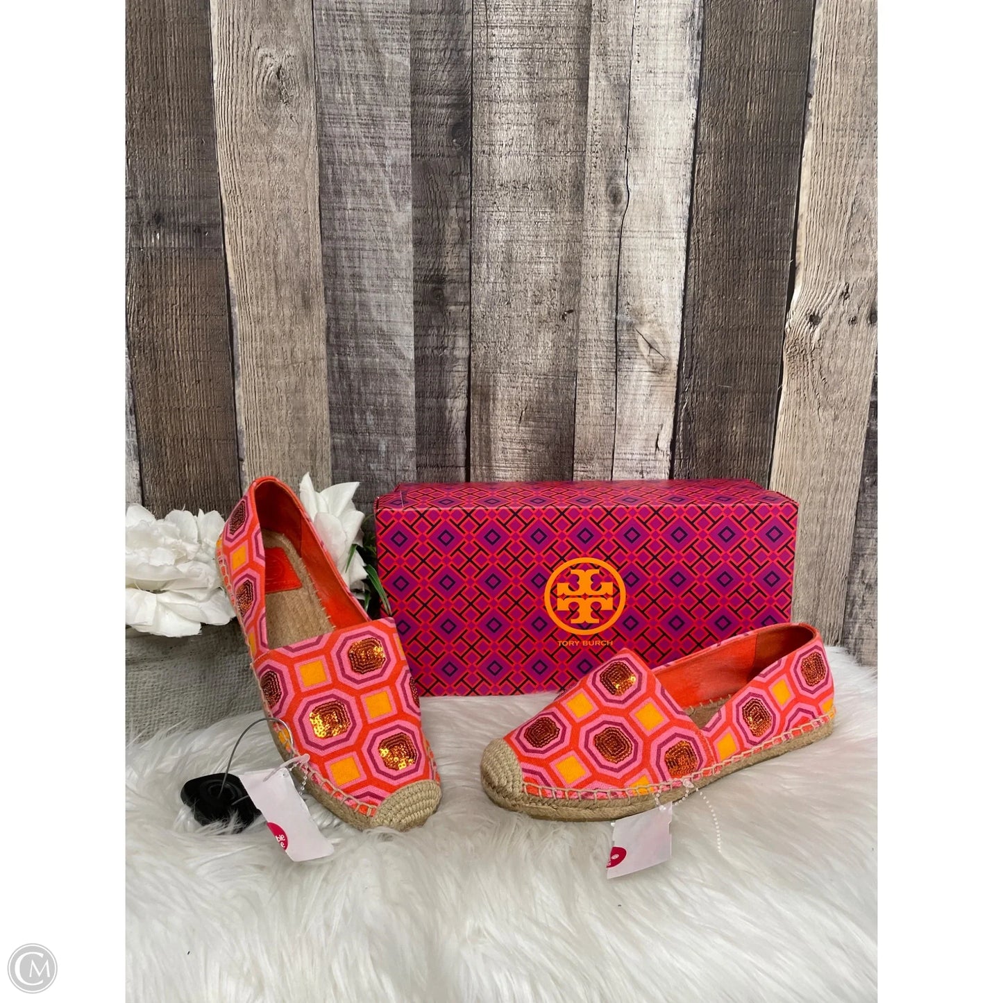 Sandals Designer By Tory Burch In Orange & Pink, Size: 7