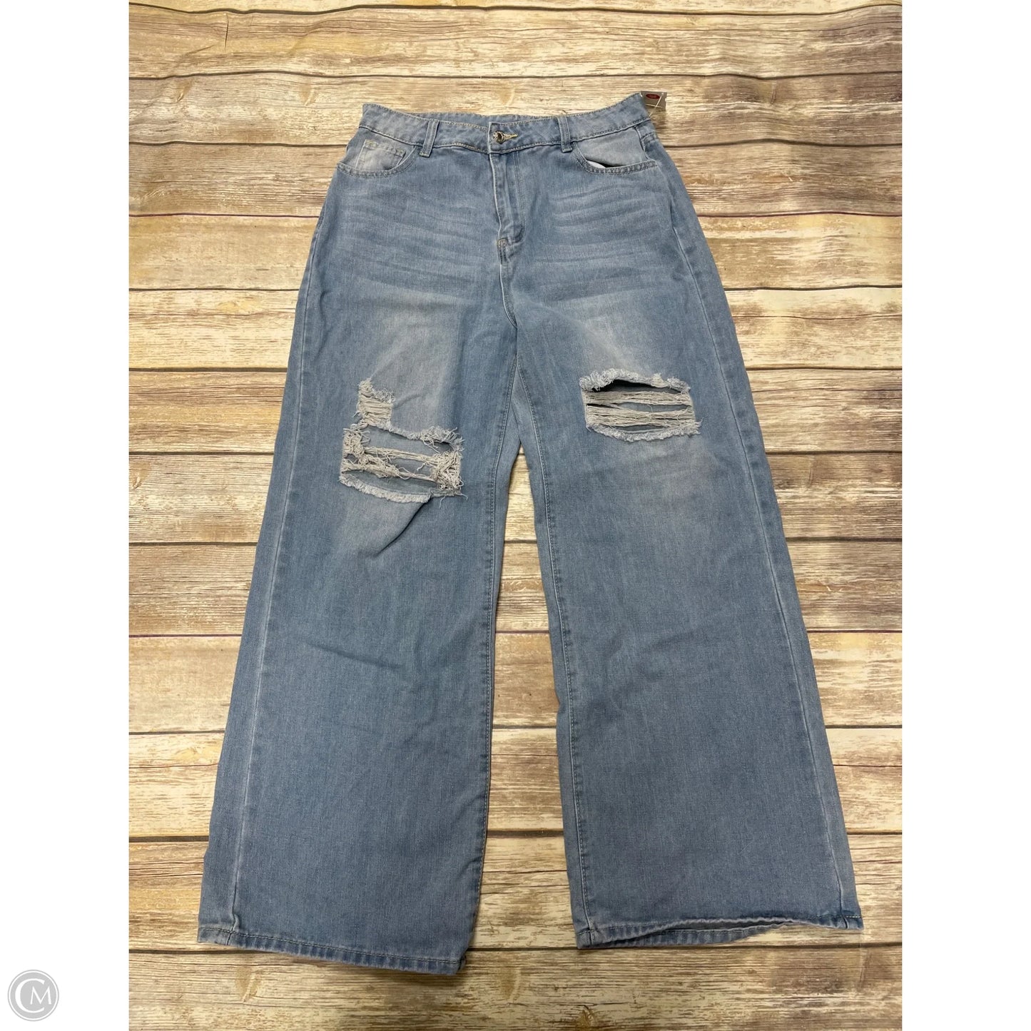 Jeans Wide Leg By Shein In Blue Denim, Size: Xl