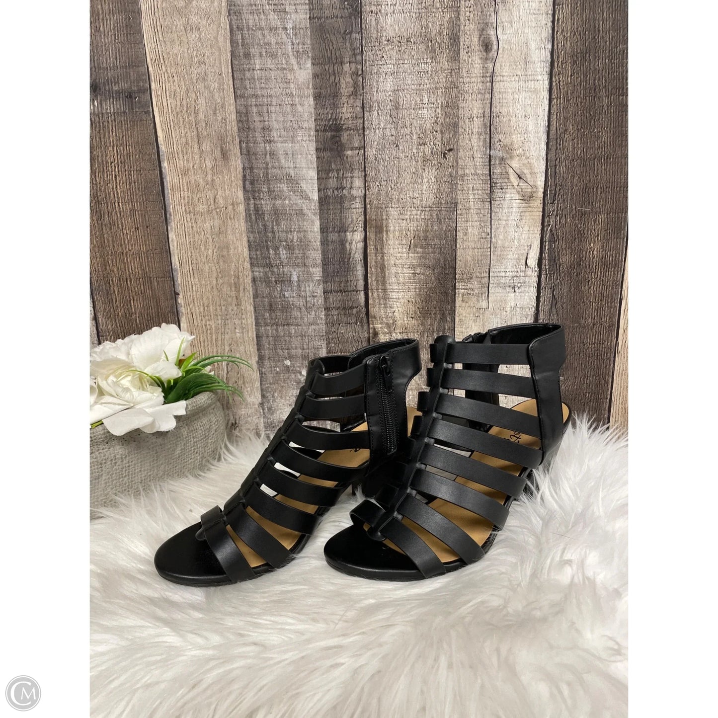 Sandals Heels Block By Cme In Black, Size: 6