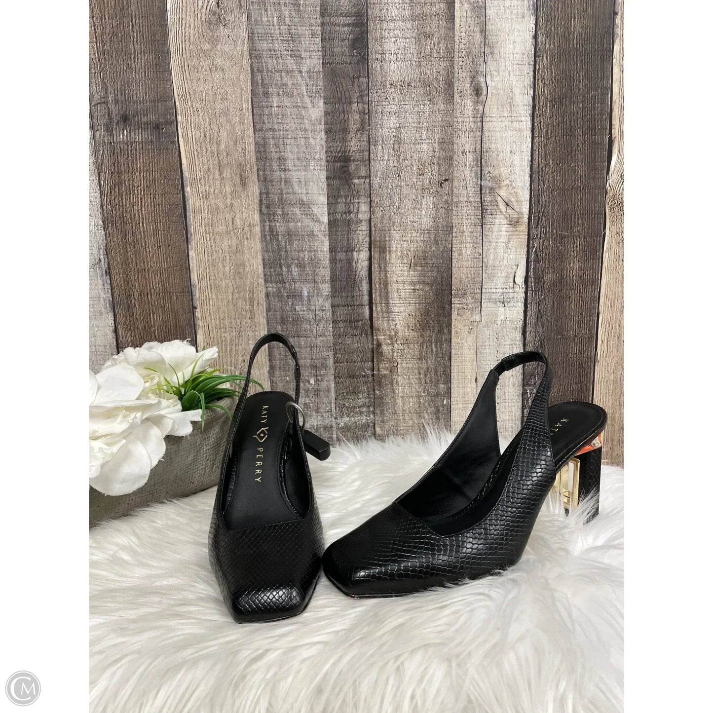 Shoes Heels Block By Katy Perry In Black & Gold, Size: 8