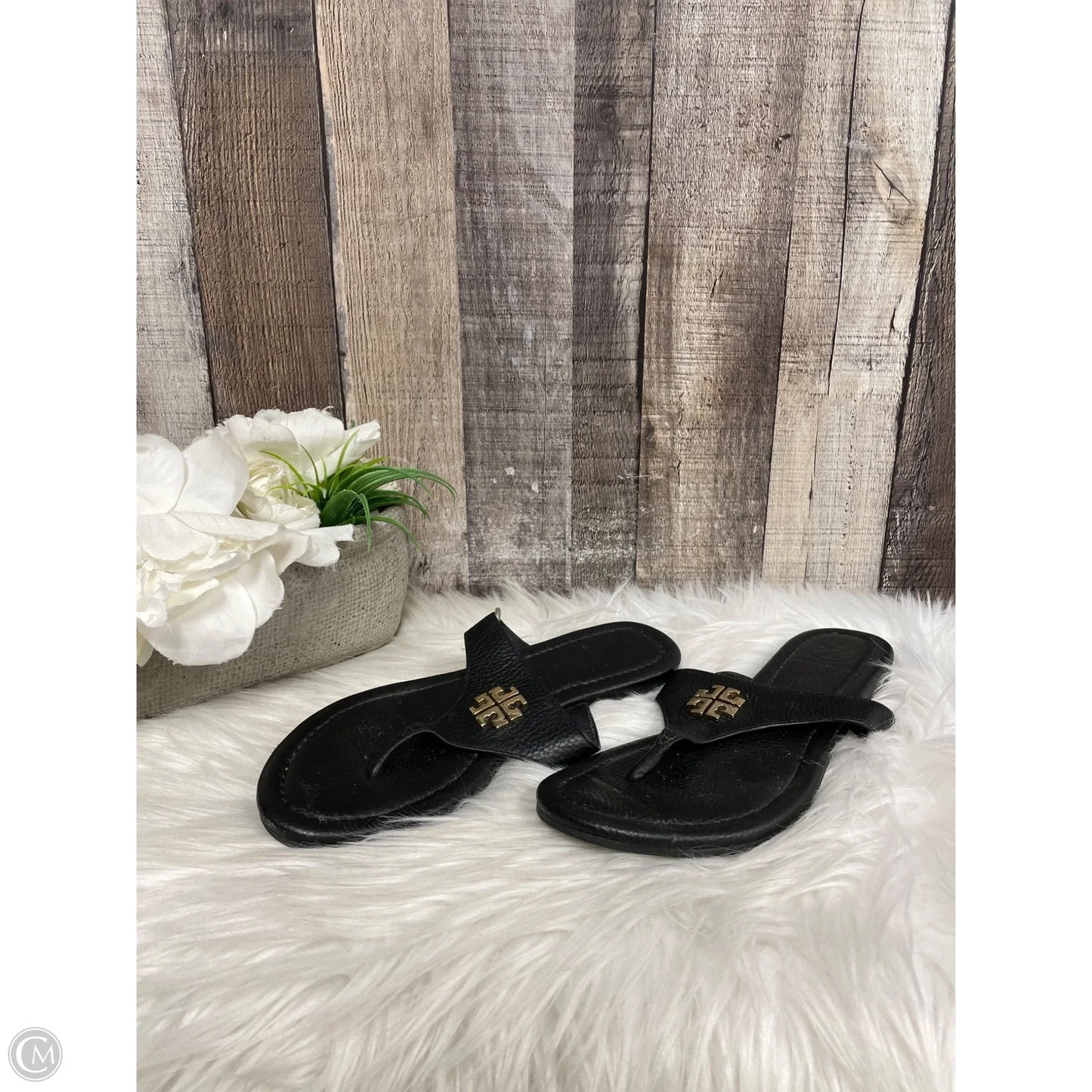 Sandals Designer By Tory Burch In Black, Size: 5