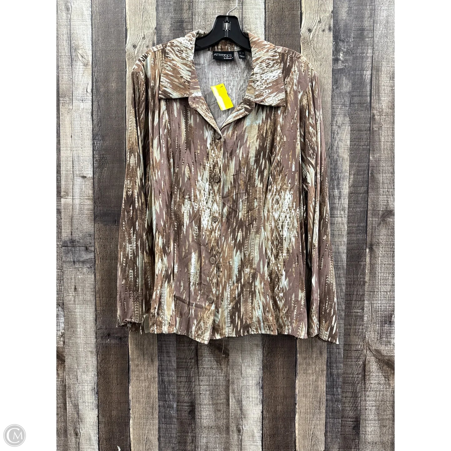 Top Long Sleeve By Cme In Brown, Size: Xl