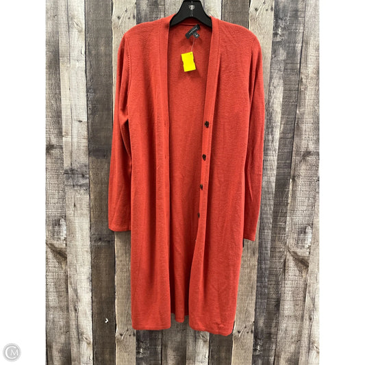 Sweater Cardigan By Ann Taylor In Orange, Size: M