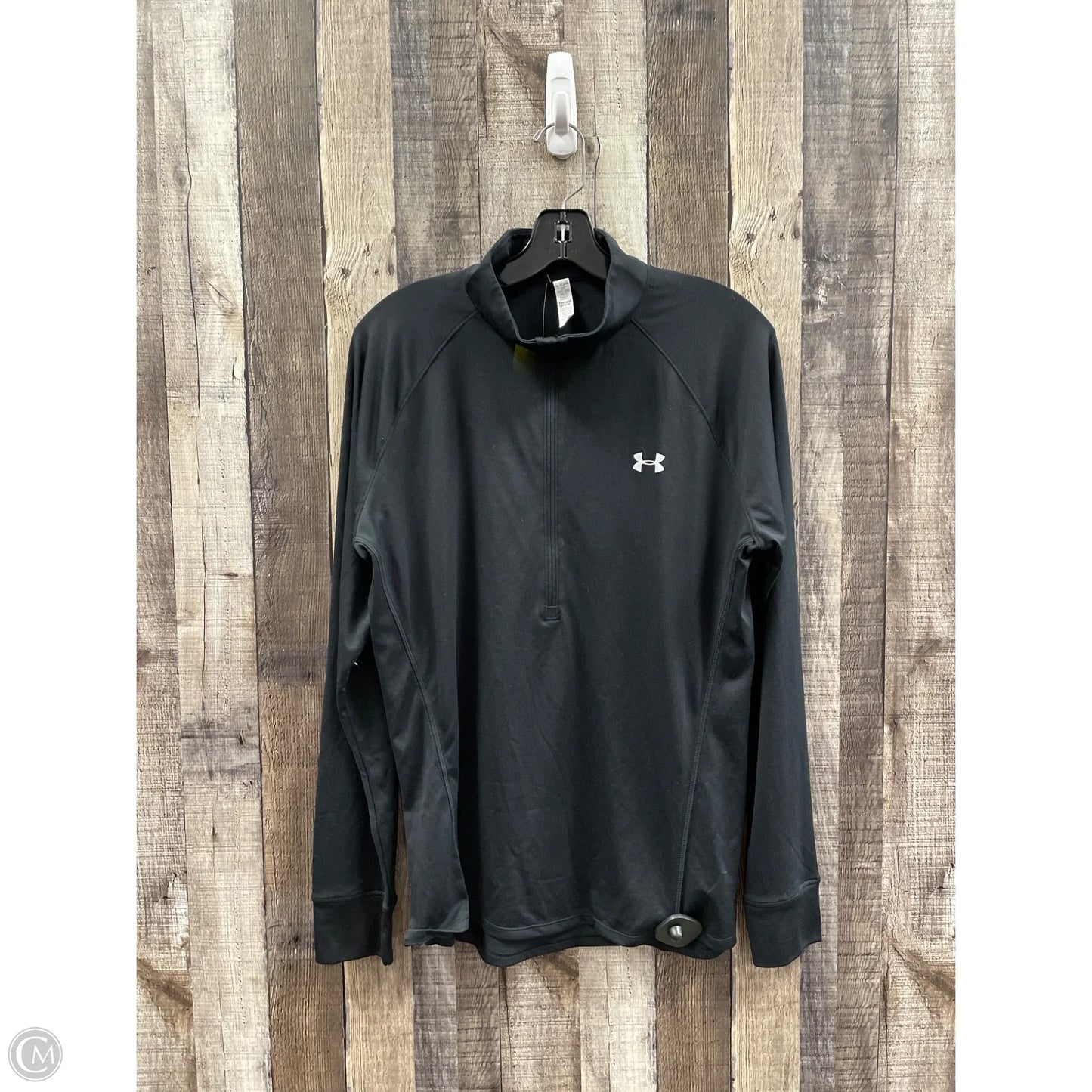 Athletic Top Long Sleeve Collar By Under Armour In Black, Size: Xl