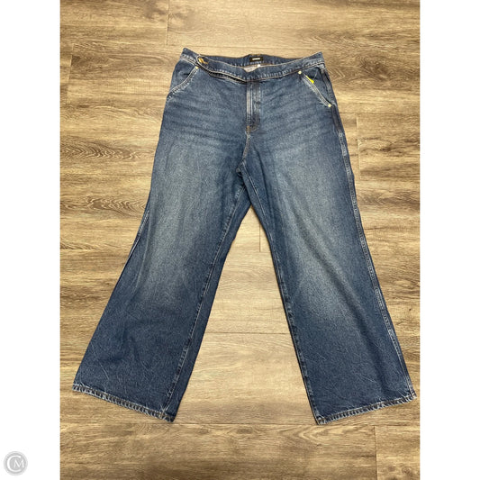 Jeans Wide Leg By Express In Blue Denim, Size: 16