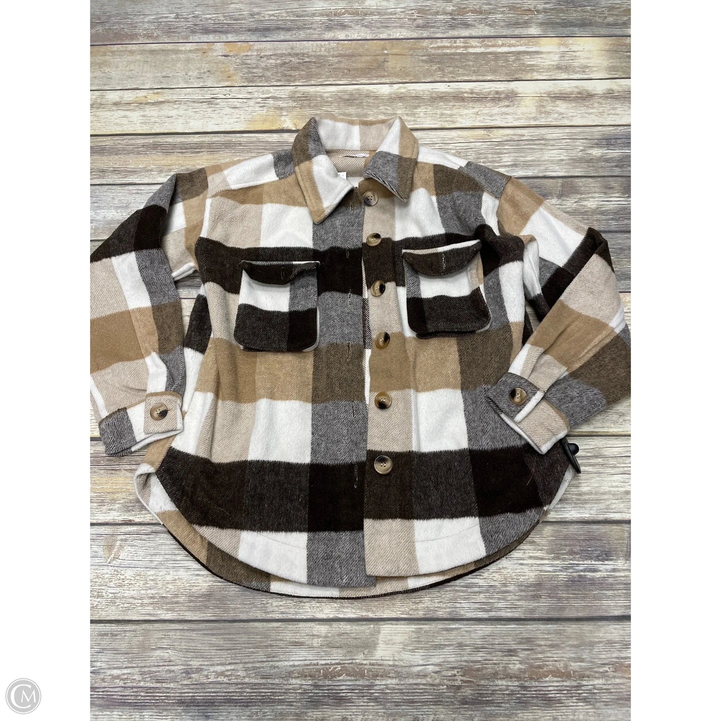 Jacket Shirt By Cme In Plaid Pattern, Size: M