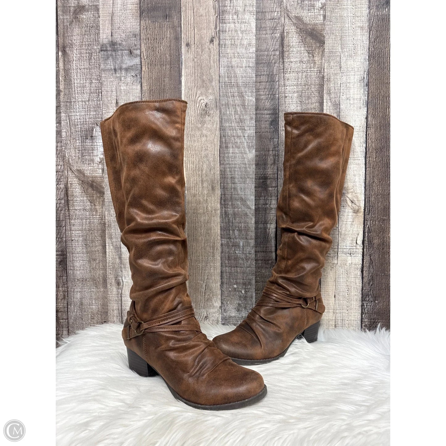 Boots Knee Heels By Yuu Collection In Brown, Size: 7