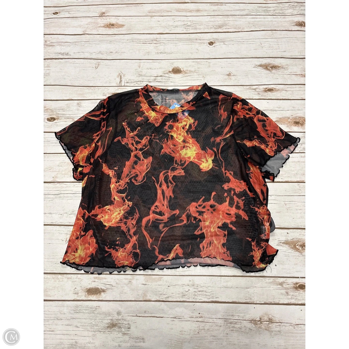 Top Short Sleeve By Shein In Black & Orange, Size: 3x