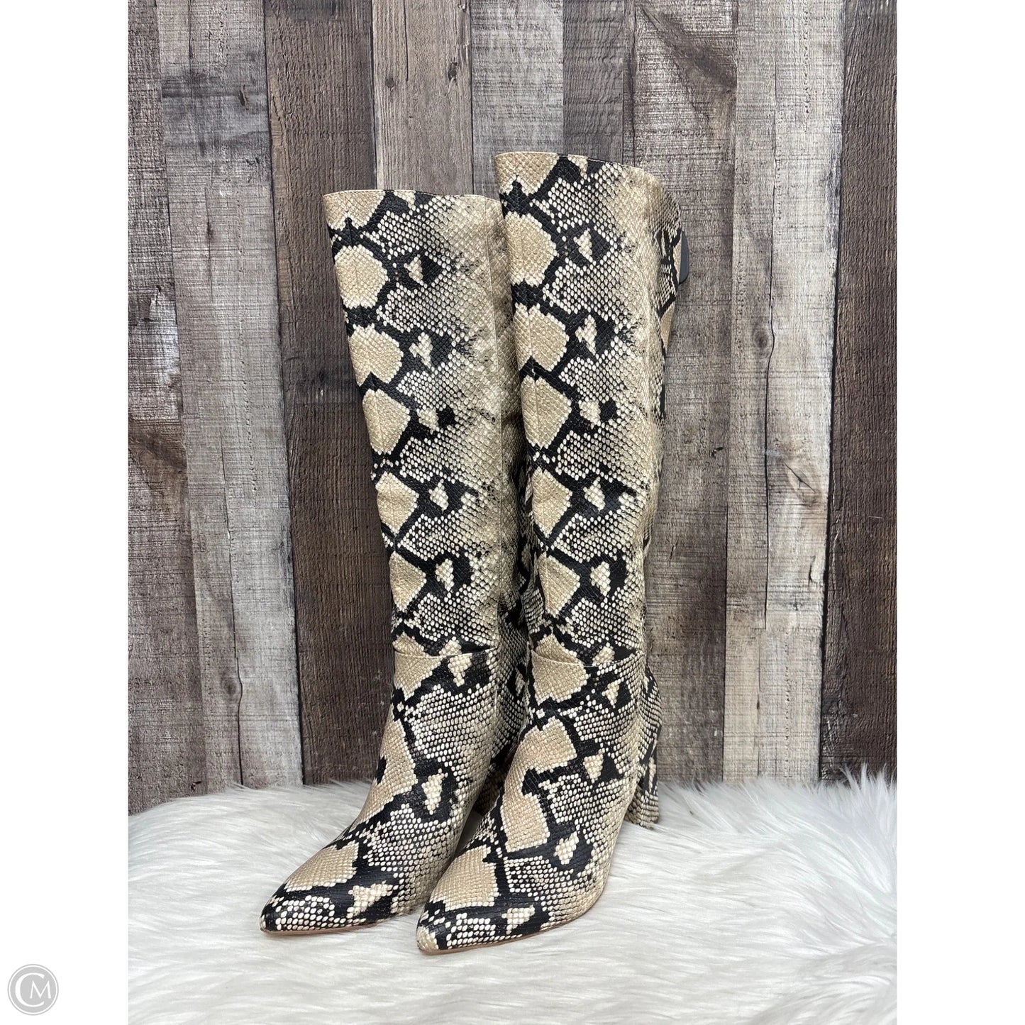 Boots Knee Heels By Cmf In Snakeskin Print, Size: 8.5