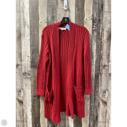 Sweater Cardigan By Loft In Red, Size: M