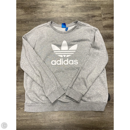 Athletic Sweatshirt Crewneck By Adidas In Grey, Size: L
