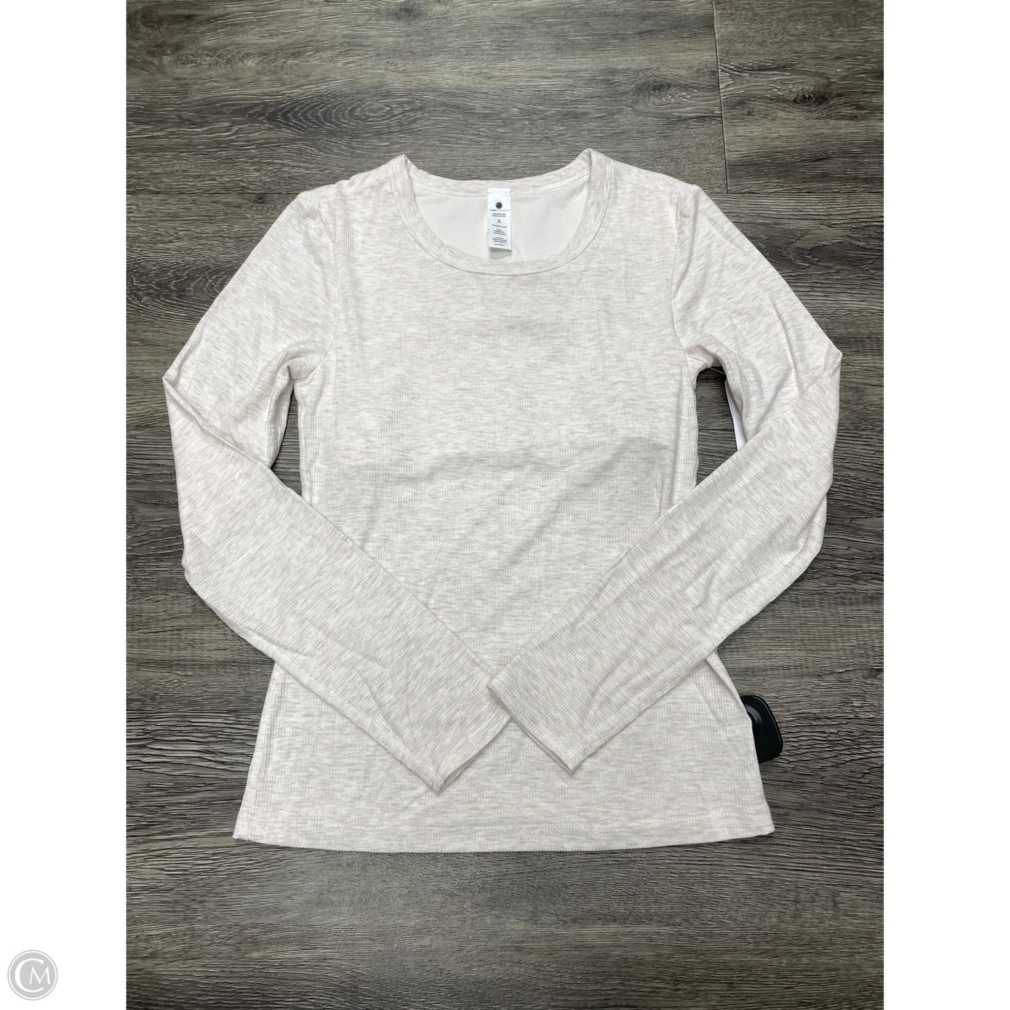 Athletic Top Long Sleeve Collar By Yogalicious In Cream, Size: S