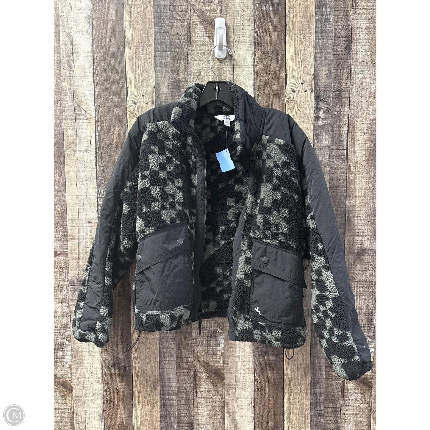 Jacket Faux Fur & Sherpa By Joy Lab In Black & Green, Size: M