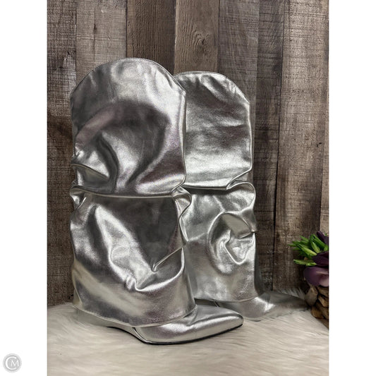 Boots Mid-calf Heels By Nine West In Silver, Size: 9