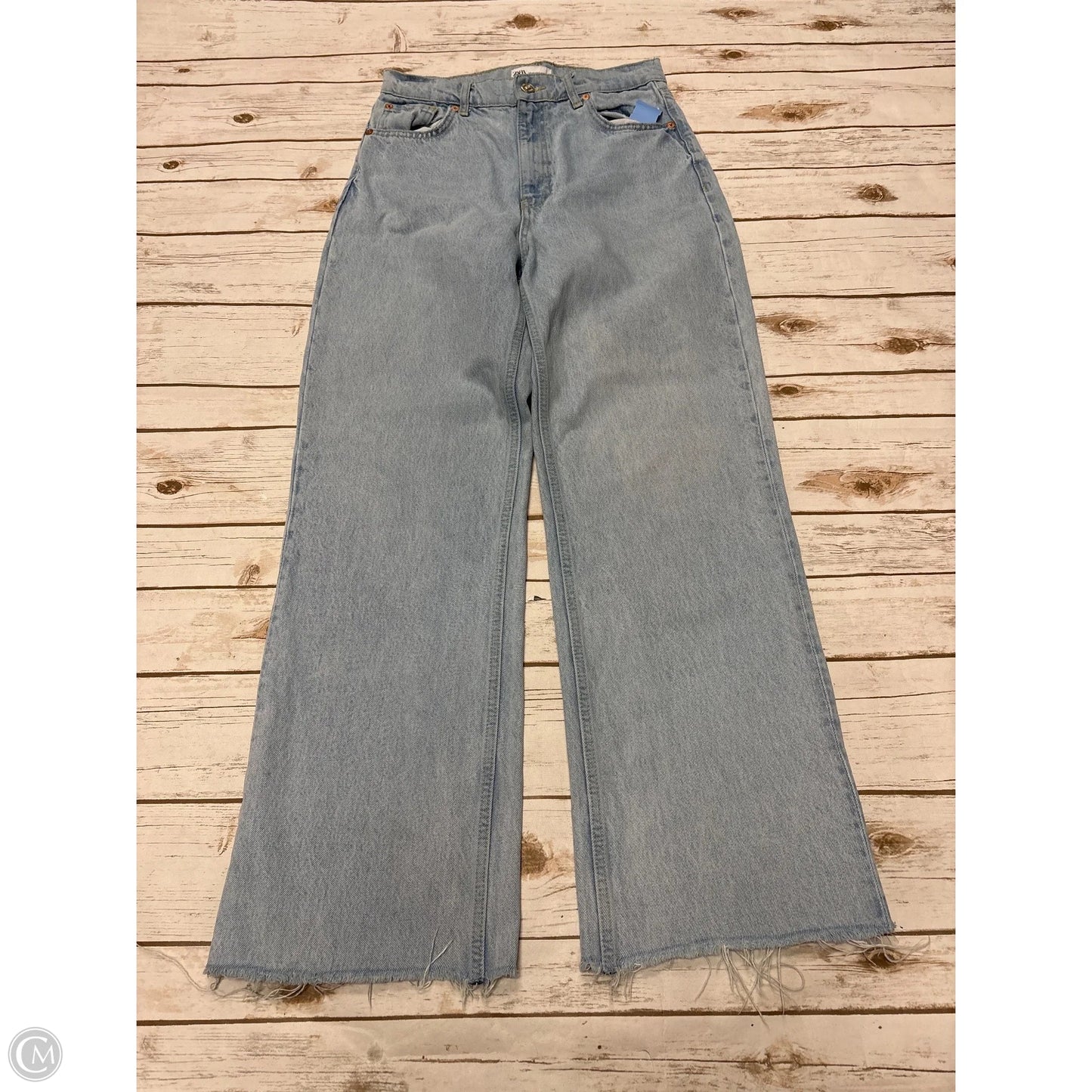 Jeans Wide Leg By Zara In Blue Denim, Size: 8