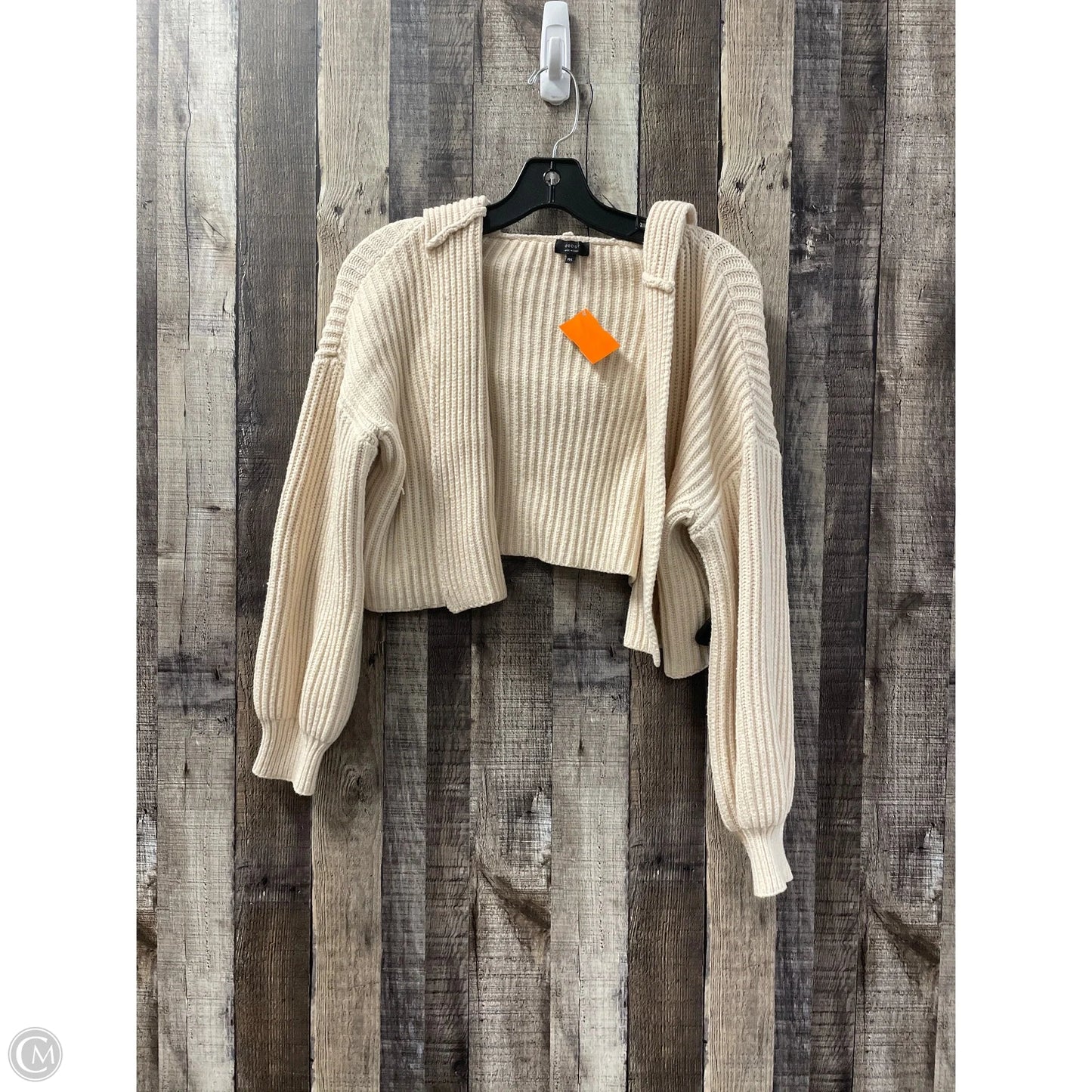 Sweater Cardigan By Debut In Cream, Size: M