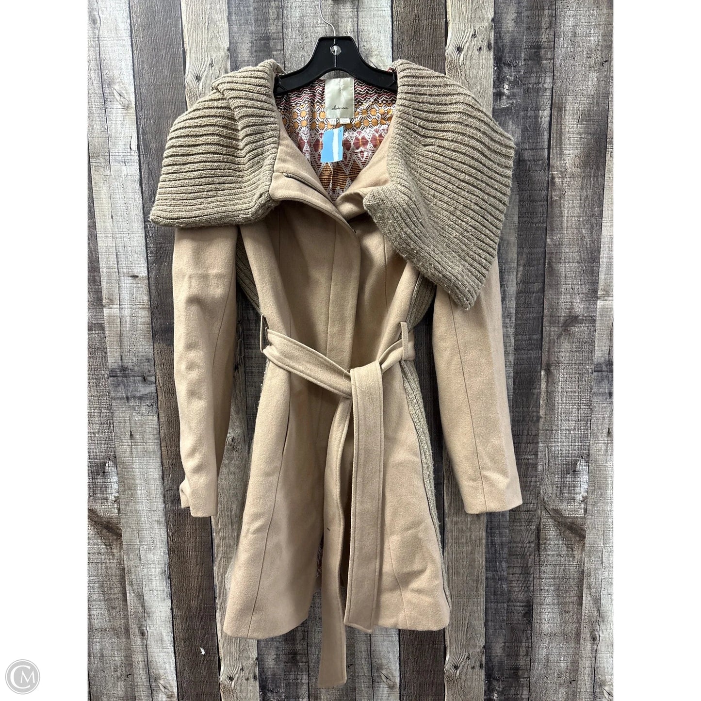 Coat Wool By Elevenses In Tan, Size: 8