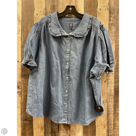 Top Short Sleeve By Gap In Blue Denim, Size: Xxl