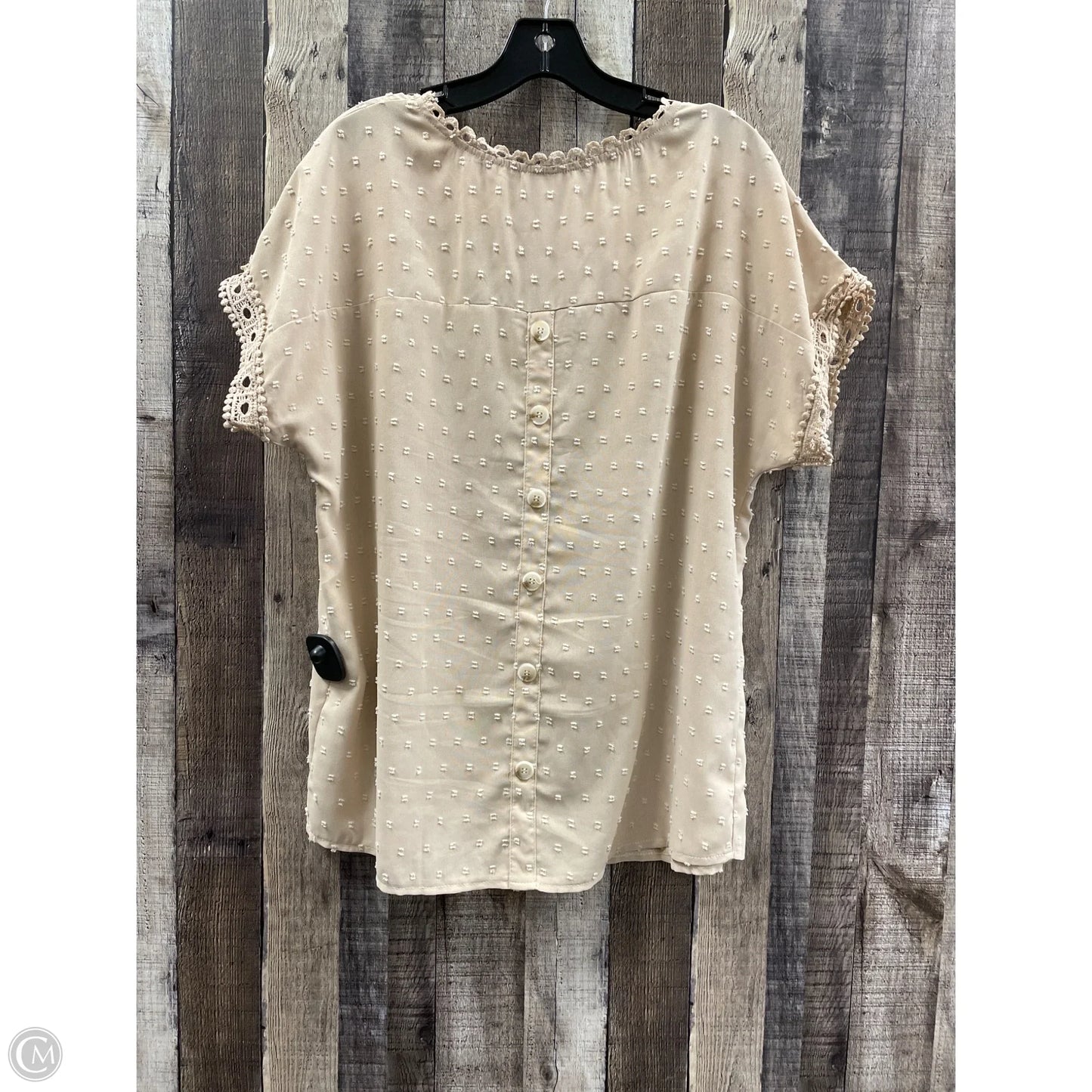Top Short Sleeve By Cmf In Tan, Size: L