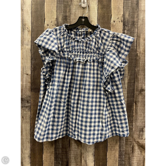 Top Short Sleeve By Haptics In Blue & White, Size: 1x