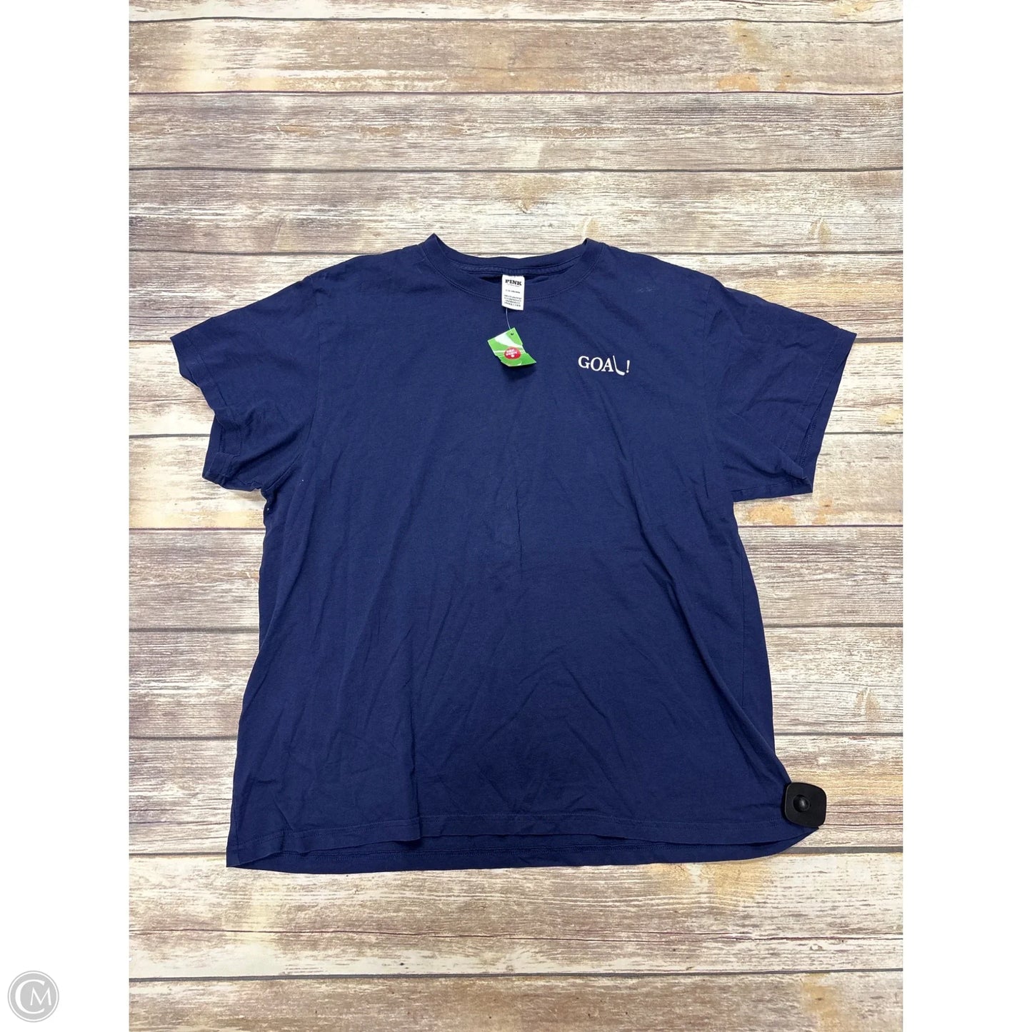 Top Short Sleeve By Pink In Navy, Size: L