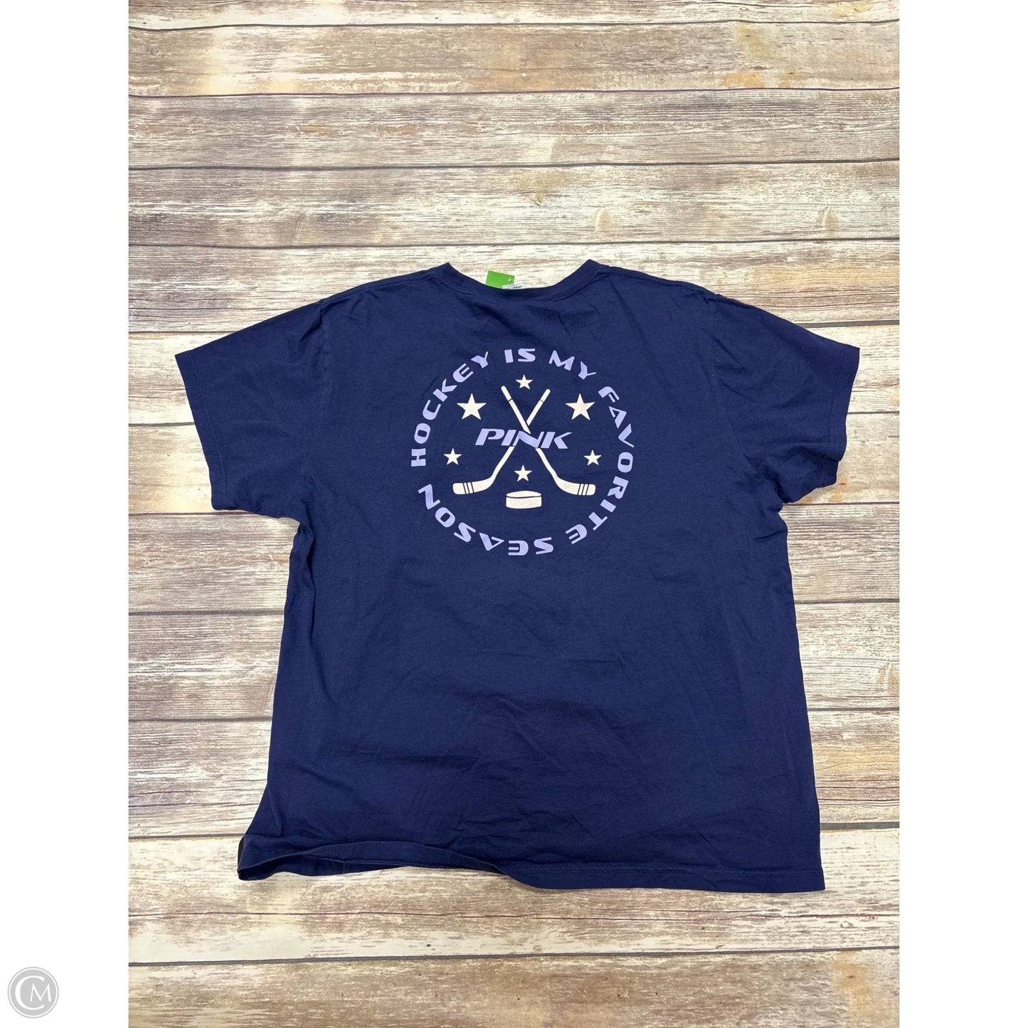 Top Short Sleeve By Pink In Navy, Size: L