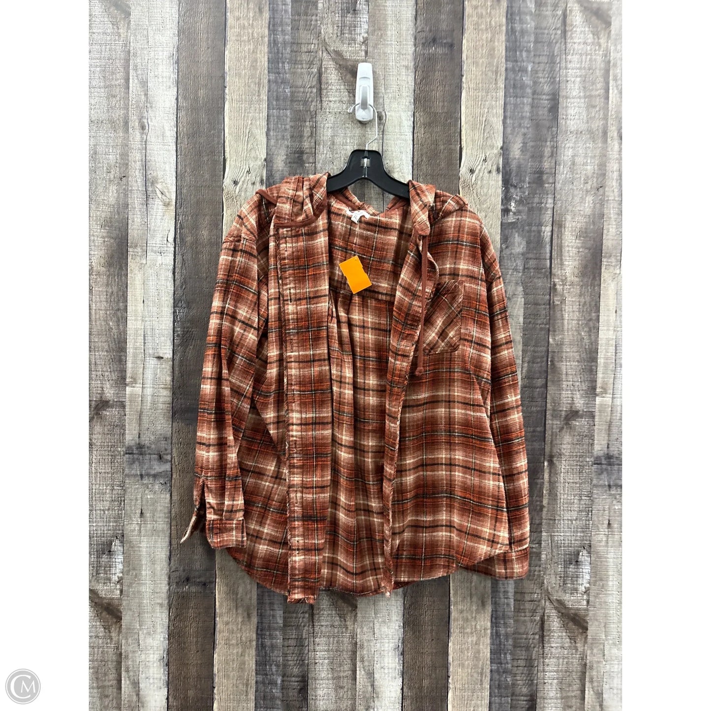 Top Long Sleeve By Maurices In Plaid Pattern, Size: L
