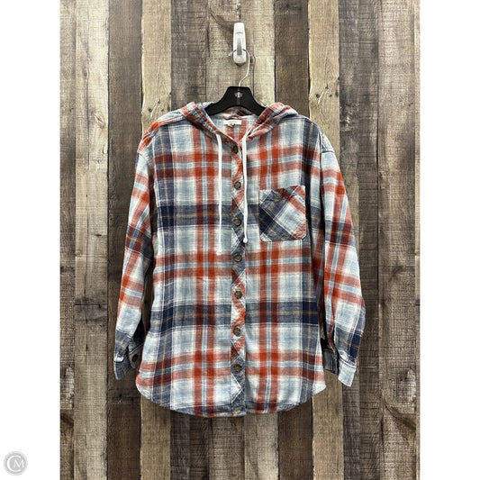 Top Long Sleeve By Maurices In Plaid Pattern, Size: L