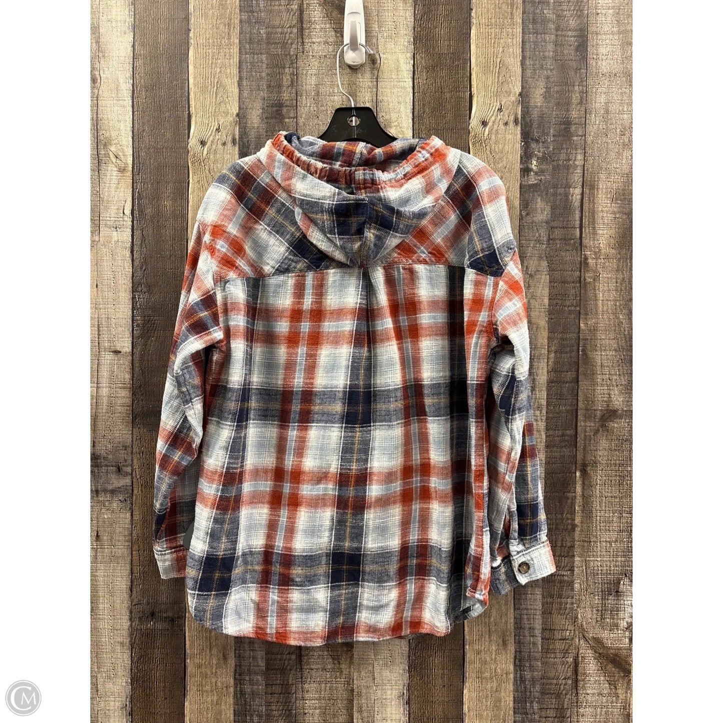 Top Long Sleeve By Maurices In Plaid Pattern, Size: L