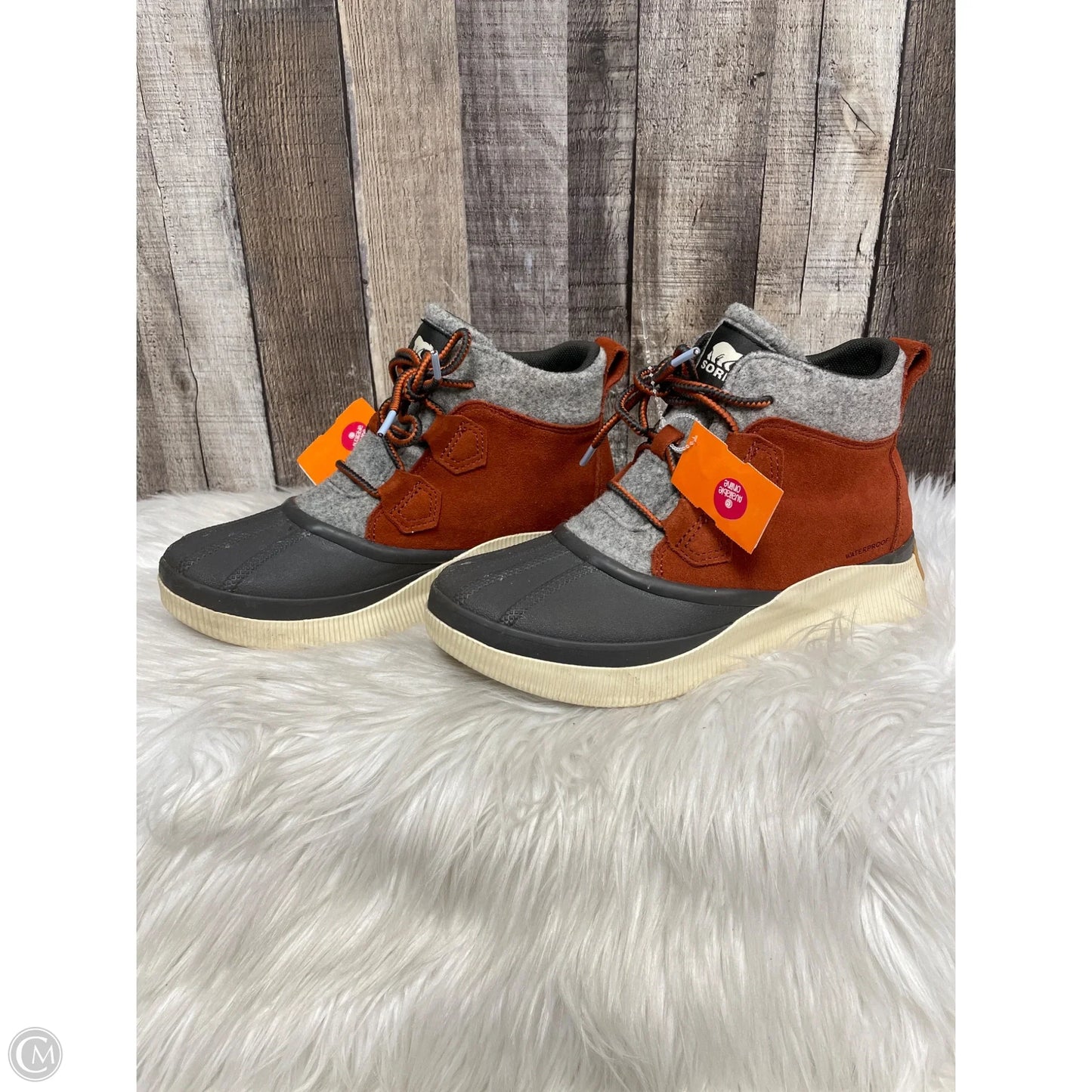 Boots Ankle Flats By Sorel In Grey & Orange, Size: 9.5