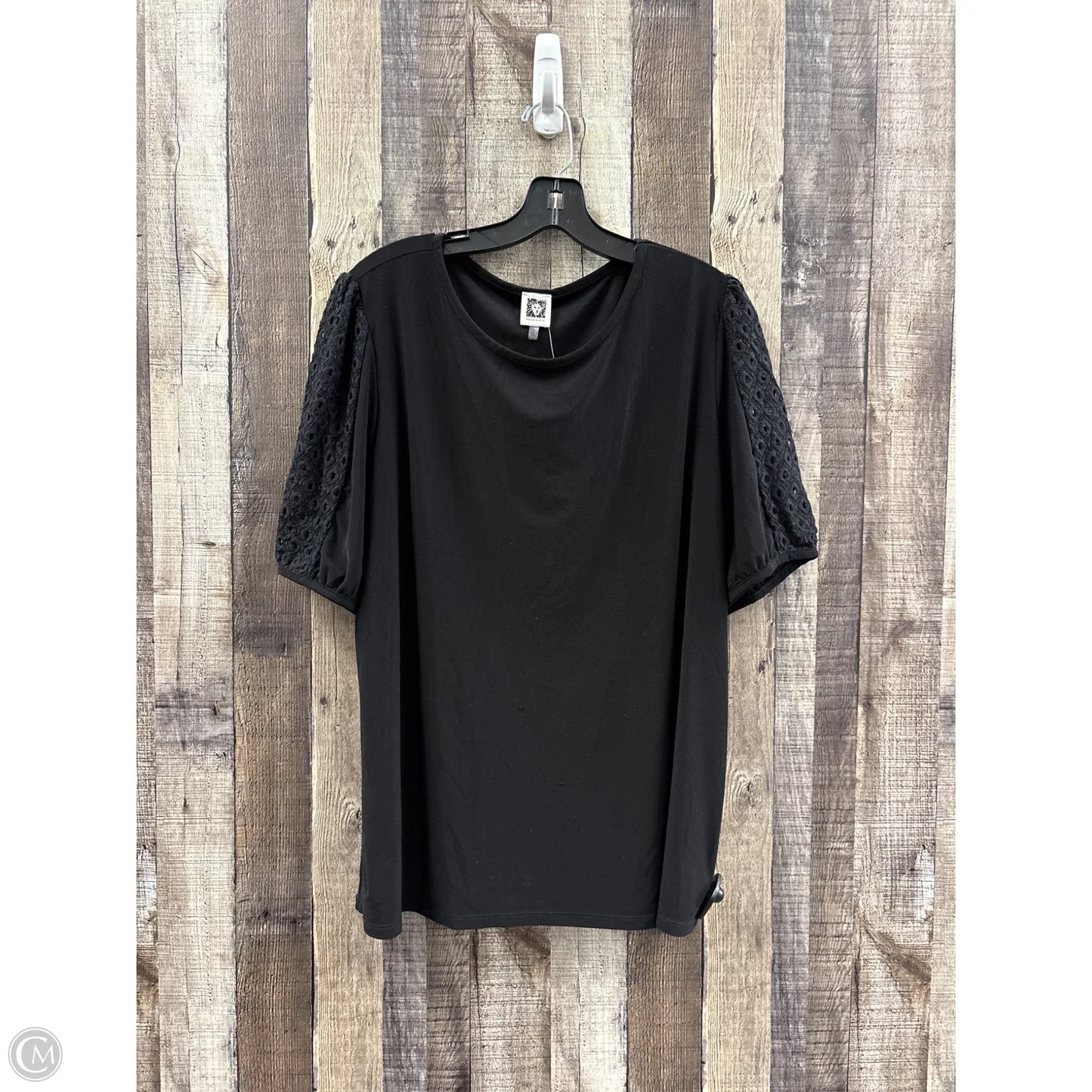 Top Short Sleeve By Anne Klein In Black, Size: 2x