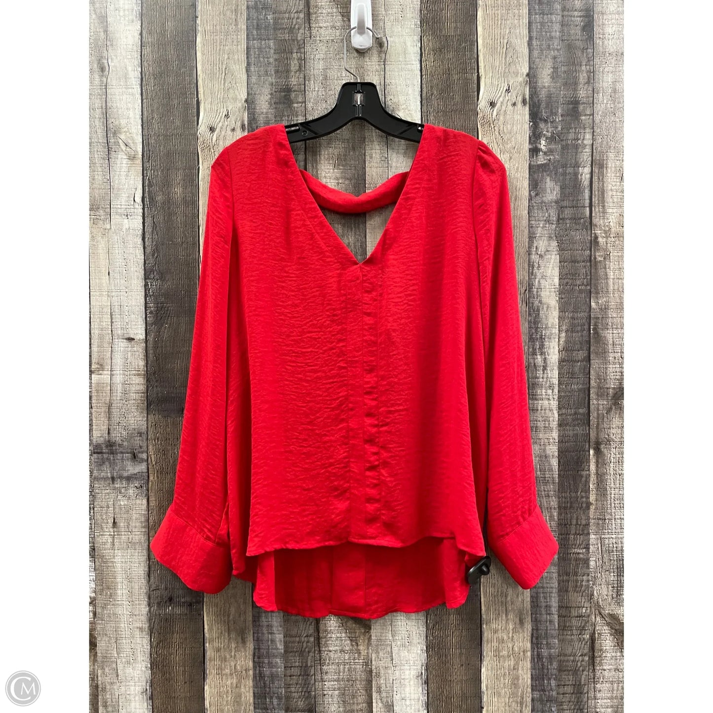 Top Long Sleeve By Ana In Red, Size: L