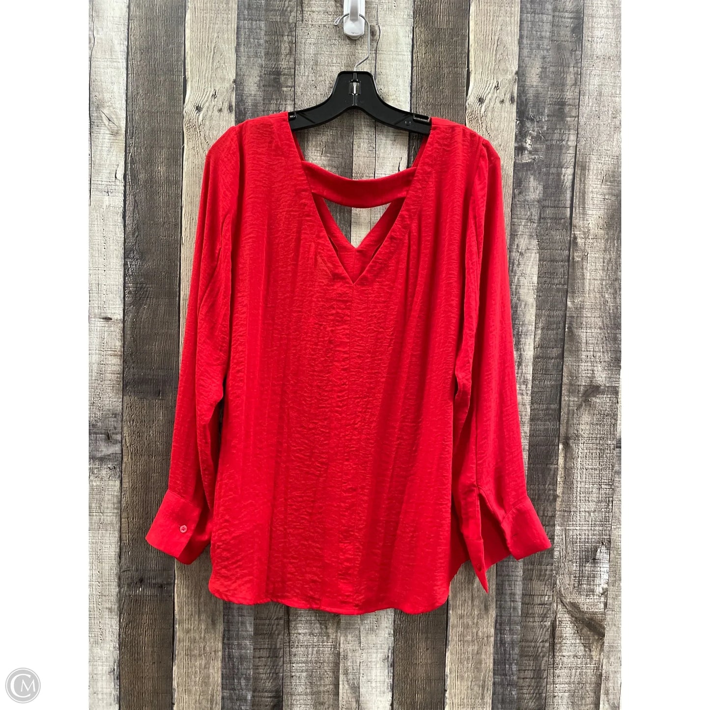 Top Long Sleeve By Ana In Red, Size: L
